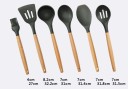 Set di utensili da cucina in silicone 10 pezzi con supporto Manici in bambù con foro per appendere Per la cucina e la presentazione 6