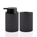 Set dozator de săpun spumă neagră și căni pentru periuțe de dinți sau alte accesorii de baie Echipamente pentru baie 1