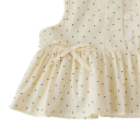 Set estivo per bambine con canotta a spalline larghe e pantaloni in vita elasticizzata Beige con pois neri 5