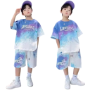 Set estivo per bambini con maglietta colorata a maniche corte e pantaloni corti con lacci 4