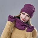 Set invernale di cappello con scaldacollo e guanti tattili per donne e uomini Completo lavorato a maglia in cotone Scaldacollo 5
