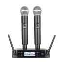 Set Karaoke UHF con due microfoni wireless ricevitore con antenne e display per la regolazione della frequenza e del volume nero per feste 1