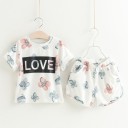 Σετ Κοριτσίστικο Λουλουδάτο - Μπλούζα και Σορτσάκι J1269 1