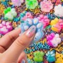 Set med 10 silikoniska antistressleksaker i form av kattpote Färgglada mini klämtfigurer för underhållning och avkoppling 6