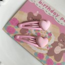 Set med 2 st hårspännen Rosa hjärtan Matt yta Legering BB sidohårstillbehör 1