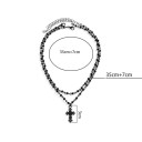 Set med 2 stycken damchoker med svart pärlkors, kedjelängd 35 cm + 7 cm justerbar kedja, kors 3 cm 4