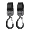 Set med 2 vridbara barnvagnskrokar 15 cm Universella väskhållare 360° rotation Kardborreknäppning 5