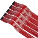 Set med 5 st glittrande hårslingor 50 cm syntetiskt hårförlängning med klipsfäste för styling av frisyrer 8