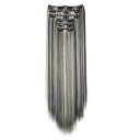 Set med clip-in extensions raka 60 cm syntetiska hår för volym och längd 6 st enkel applicering 6
