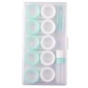Set med fodral för kontaktlinser med tillbehör plastfärgat fodral med flera boxar och flaska för resor och förvaring 10