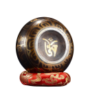 Set med tibetanska sångskålar 8,5 cm med tibetisk skrift, kudde och läderklubba för meditation, yoga, avkoppling, healing av chakran och bön 3