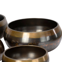Set med tibetanska sångskålar 8,5 cm med tibetisk skrift, kudde och läderklubba för meditation, yoga, avkoppling, healing av chakran och bön 5