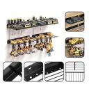 Set: Metall-Wandregal 41 x 20 cm und Halter mit Haken 41 x 19 cm für Akkuschrauber und Werkzeuge, Aufbewahrungssystem für Werkstatt und Garage 6