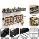 Set: metallväggshylla 41 x 20 cm och hållare med krokar 41 x 19 cm för batteridrivna borrmaskiner och verktyg för förvaringssystem i verkstad och garage 6