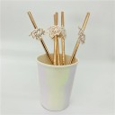 Set mit 10 Stück Papierstrohhalmen Team Bride Goldene Partystrohhalme für den Junggesellenabschied Hochzeitsfeier 3