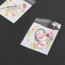 Set mit 100 Stück transparenten Geschenktüten 7×7 cm mit Blumenmuster „Thank You“, selbstklebende Verpackung für Kleinigkeiten 5