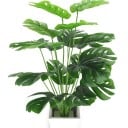 Set mit 12 künstlichen Monstera-Palmenblättern, grün, gefälschte Kunststoffblätter, Vase, Dekoration, Heimdekoration, Garten, Wohnzimmer, tropische 3