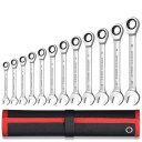 Set mit 12 Ratschen-Schlüsseln in einem stabilen schwarz-roten Etui Kombinierte Ringschlüssel mit feinem Lauf 1