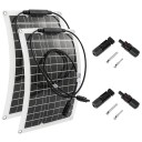 Set mit 2 flexiblen Solarmodulen 30W–600W 12V 38x28 cm Batterieladegerät Dual USB mit Controller 10A–100A Powerbank für Auto Boot Telefon 1