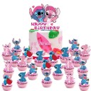 Set mit 25 Tortenaufsätzen. Verschiedene Zeichentrickfiguren. Bunte Dekoration. Geburtstags-Mottoparty-Kuchendekoration. 2