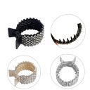 Set mit 3 Stück Mini-Haarspangen aus Metall mit Steinen 4,5 × 2 cm Elegante Dekoration für einen hohen Pferdeschwanz 5