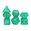 Set mit 7 bunten Kunststoffwürfeln mit Sternmotiv für RPG Drachenhöhle Fantasy Würfel 7