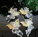 Set mit hängenden Engeln mit Geigen 8 Stück Kleine dekorative Figuren aus transparentem Kunststoff Größe 6 cm Dekorative Flügel und Schnur 2