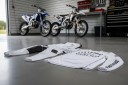 Set Motocross Maglia e Pantaloni Unisex Con Maniche Lunghe e Pannelli In Rete In Poliestere e Nylon Verde Scuro con Elementi Gialli Per Moto 4