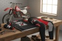 Set Motocross Maglia e Pantaloni Unisex Con Maniche Lunghe e Stampa Bianca In Poliestere e Nylon Nero-Rosso Per Moto Motocross e Enduro 4