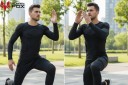 Set motocross maglietta e pantaloni con imbottitura Unisex a maniche lunghe e imbottiture in elastan Nero per moto motocross e enduro 8
