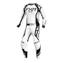 Set motokrosového dresu s dlhým rukávom a nohavíc s prackou v páse a čiernymi pruhmi po stranách na terénny motocykel aj štvorkolku biely 1