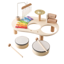 Set musicale in legno per bambini Xilofono e campane eoliche Giocattolo educativo Montessori Strumenti musicali Regali per neonati e bambini piccoli 4