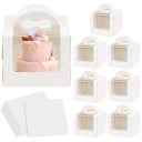 Set of 10 Paper Gift Boxes 12.7×12.7×10 cm White Box with Window and Handle for Cakes, Flowers and Small Gifts 5