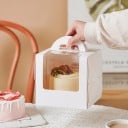 Set of 10 Paper Gift Boxes 12.7×12.7×10 cm White Box with Window and Handle for Cakes, Flowers and Small Gifts 6