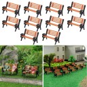 Set of 10 Park Benches 2 × 1.4 × 0.9 cm Scale 1:87 Miniature Model for Diorama and Landscape 2