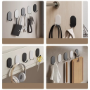 Set of 10 Self-Adhesive Wall Hooks 5 x 3.2 x 2.1 cm Carbon Steel Load Capacity Hooks for Towels Keys Kitchen Bathroom No Drilling 4