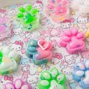 Set of 10 Silicone Stress Relief Toys in the Shape of Cat Paws Colourful Mini Squeeze Figures for Fun and Relaxation 5