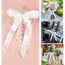 Set of 10 Wedding Bows 21x12.5 cm White Decorative Ribbons with Floral Edging Car, Chair, Gift or Festive Table Decoration 3