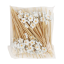 Set of 100 Bamboo Decorative Skewers with Floral Motif 12 cm Disposable Decorations for Weddings Birthdays Parties and Festive Catering 4
