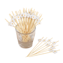 Set of 100 Bamboo Decorative Skewers with Floral Motif 12 cm Disposable Decorations for Weddings Birthdays Parties and Festive Catering 7
