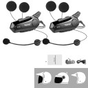 Set of 2 E1 Intercoms for Open Helmets Bluetooth 5.0 Fixed Microphone IPX6 Battery Life 12 Hours Range 1000 m Easy Installation 3