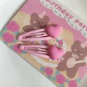 Set of 2 Hair Clips Pink Hearts Matte Finish Alloy BB Side Hair Accessory 2