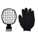 Set of 2 Hair Sponge Gloves and Net Brush Afro Comb for Curly Hair Styling Tool for Men and Women Professional Hairdressing Aid 1
