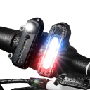 Set of 2 LED Torches with Clothing Clip and Handlebar Mount USB Charging COB Strip 5 Modes White Red Blue Light 7x2.5 cm 4