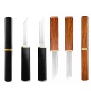 Set of 2 pcs 2-in-1 Camping Knife 19.5 cm Double Folding Knife Stainless Steel Blade Black and Brown Outdoor EDC Survival Knife 6