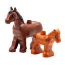 Set of 2 Plastic Building Block Horses for Children Animal Figurines Educational Construction Toy 2