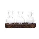 Set of 3 Glass Bulb Vases 9 cm Wooden Stand 24 x 7 x 2.5 cm Hydroponic Vase for Plant Propagation Glass and Wood Terrarium Decoration 2