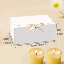 Set of 3 White Gift Boxes with Yellow Ribbon 27 × 20 × 8 cm, Foldable Paper Boxes for Gifts and Decorations 2