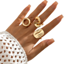 Set of 3 Women's Rings Size 53 - 54 Zinc Alloy Modern Circle Oval Irregular Organic Twisted Shape Smooth Jewellery 1