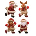 Set of 4 Christmas Figures 18x13 cm Textile Decorations Santa Snowman Reindeer Teddy Bear Hanging Ornaments for Tree Christmas Decoration 1